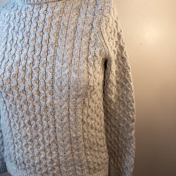 Lands End Womens Size XS Sweater Grey Cable Knit Turtleneck Long Sleeve Wool New - Picture 6 of 10